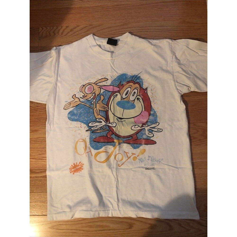 Vintage 1991 Ren & Stimpy Nickelodeon 1991 MTV Cartoon Promo T Shirt Oh Joy XL